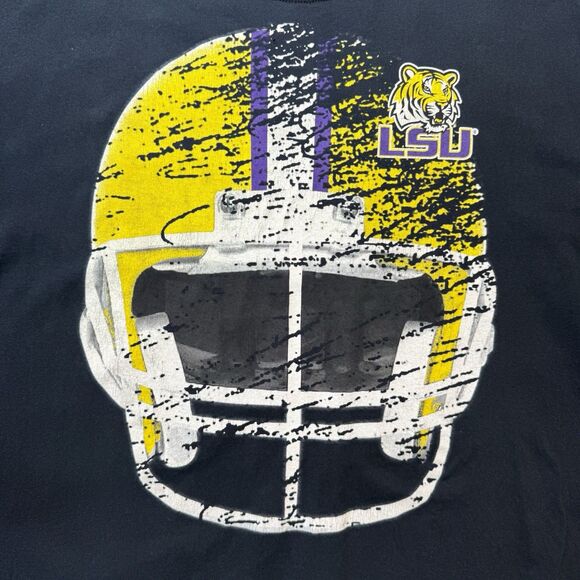 Vintage LSU Tigers Football Helmet Shirt XXL BMOC Y2K Black Rare VGUC - Picture 3 of 5